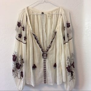 FP | Boho Sheer Floral Embroidered Tunic